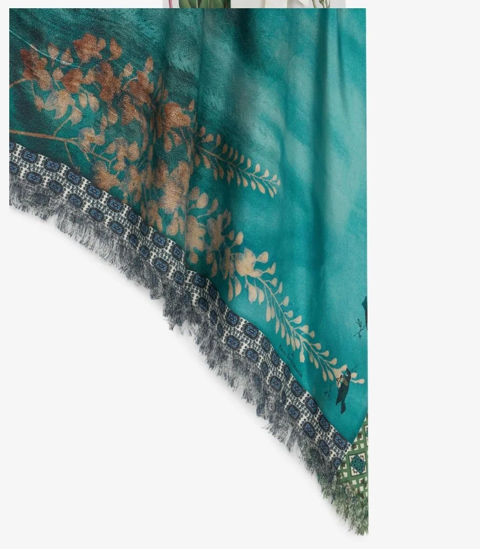 PIERRE-LOUIS MASCIA ALOE SILK 135X195CM SCARF FLORAL SS25